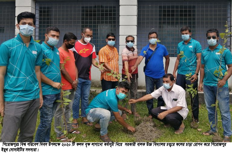 বিশ্ব পরিবেশ দিবসে পিরোজপুর ইয়ুথ সোসাইটির বৃক্ষরোপণ কর্মসূচি
